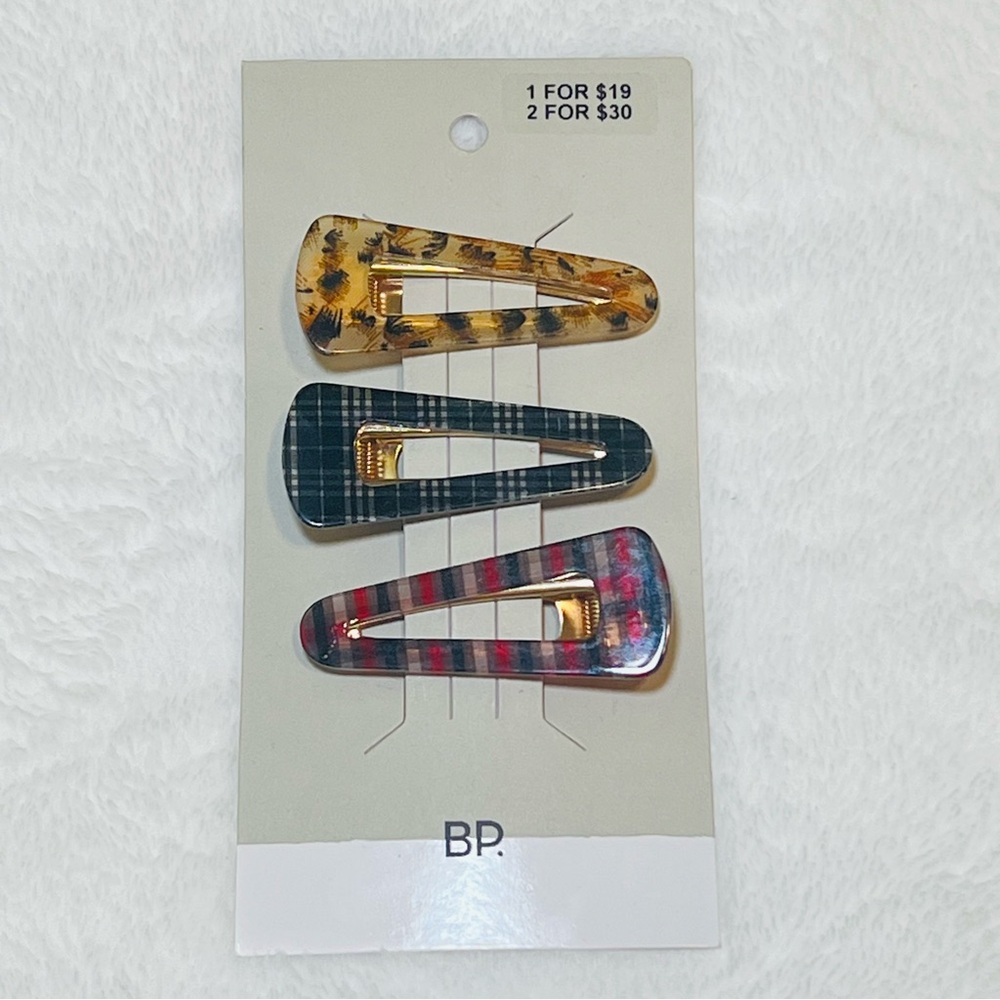 BP. 3pcs Acrylic Resin Barrette Hair Clip - New